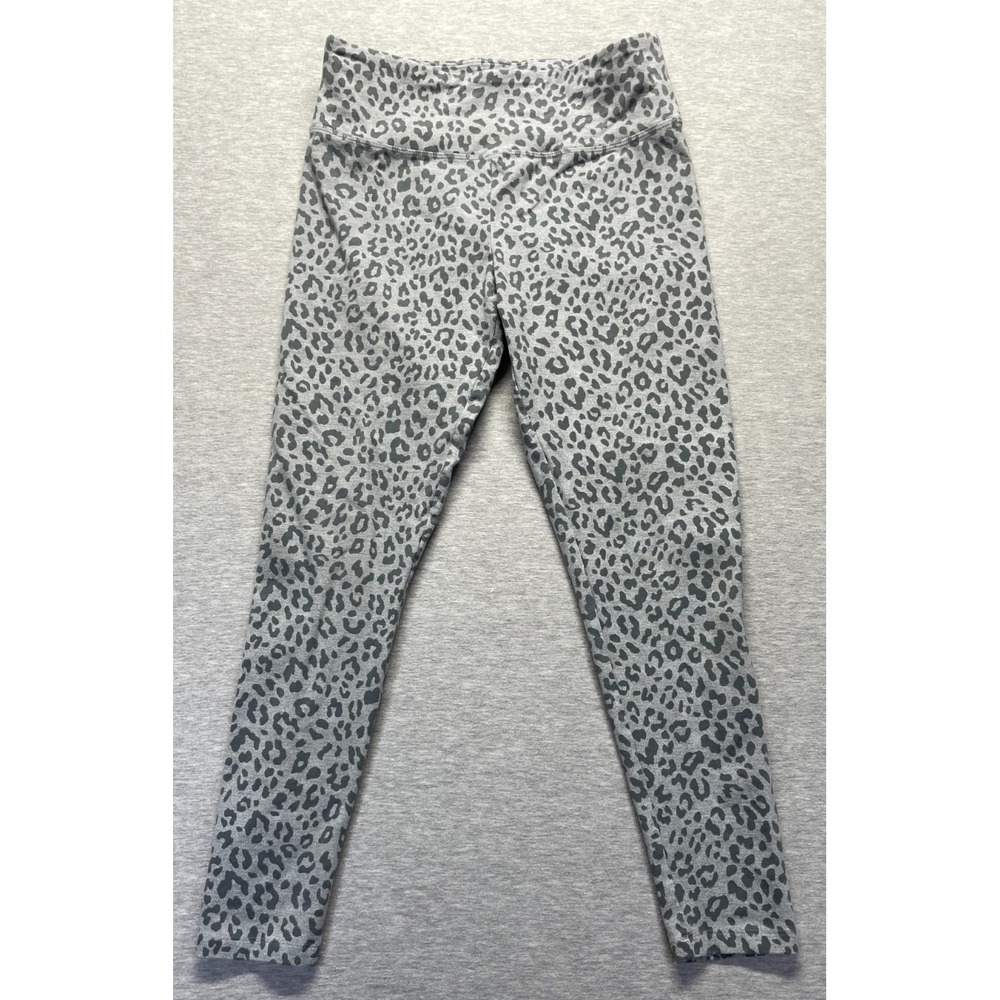 Jenni Leggings Womens Large Gray Leopard Print Gym Training Stretch High Waisted